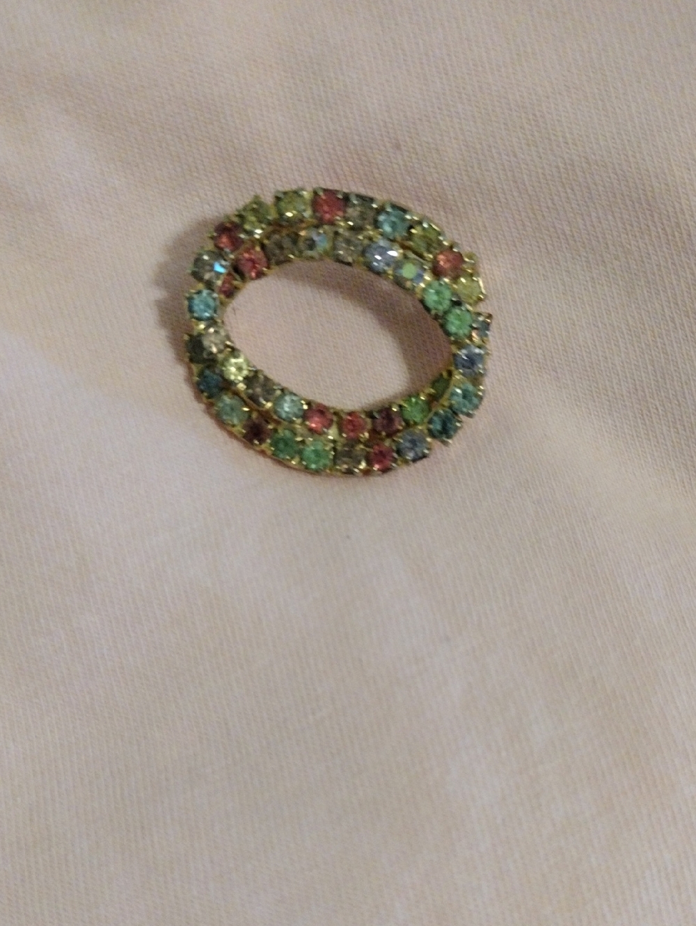 Gold-Tone Multicolor Crystal Oval Brooch - Women Jewelry